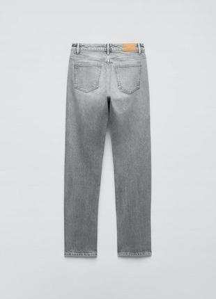 Прямые джинсы slim fit с высокой посадкой и разрезами zara - 40, 448 фото