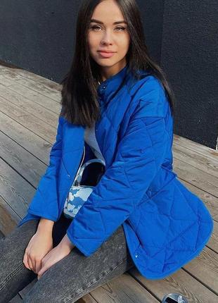Женская стьобана куртка, синий жакет, бомбер zara