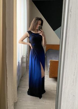Вечернее платье темно синего цвета, электрик1 фото