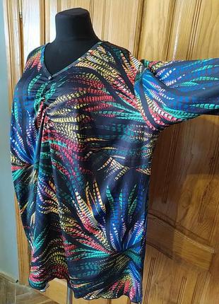 ✨✨ блуза - туника батал разноцветный v образный украшен вырез3 фото