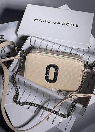 Женская сумка marc jacobs the croc embossed beige
