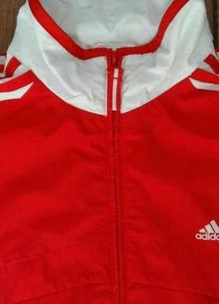 Спортивна куртка жіноча бігова вітровка червона з білим весна осінь adidas4 фото
