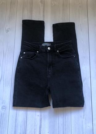 Темно серые джинсы слим primark с высокой талией посадкой с1 фото