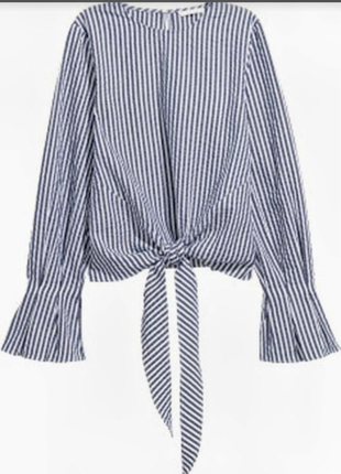 Вкорочена бавовняна блуза у смужку h&m #23221 фото