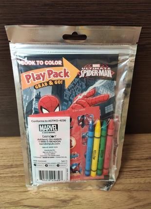 Детская раскраска с карандашами и стикерами play pack спайдермен человек паук disney