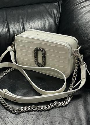 Женская сумка marc jacobs the croc embossed white