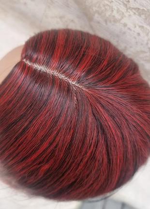Парик с длинными красными волосами термопарик красный термо волокно5 фото