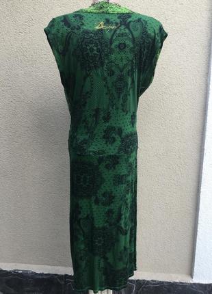 Красивое,зеленое платье в принт,сарафан,этно,бохо стиль,брендовый,оригинал,desigual,7 фото