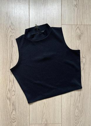 Чорний текстурований топ river island 🛍️1+1=3🛍️