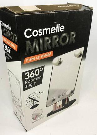 Настольное зеркало для макияжа cosmetie mirror 360 rotation angel с подсветкой. цвет розовый