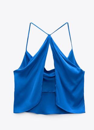 Топ синий женский сатин от бренда zara m5 фото