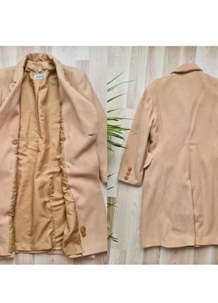 Пальто классическое миди пальто шерстяное телесное пальто женское двубортное хлопковое пальто бежевое пальто прямого кроя5 фото