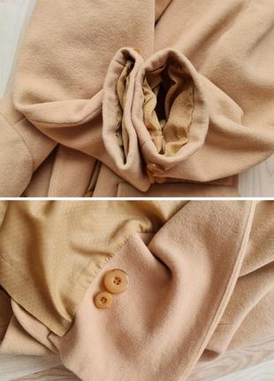 Пальто классическое миди пальто шерстяное телесное пальто женское двубортное хлопковое пальто бежевое пальто прямого кроя6 фото