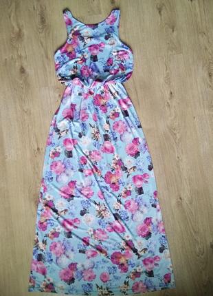 Потрясающее макси платье в пол qed london с розами /38/м/ довга сукня принт троянди4 фото