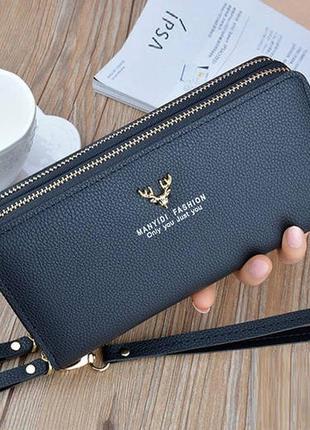 Жіночий гаманець клатч на 2 відділи з ручкою модний та місткий2 фото