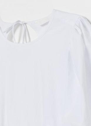 Білосніжка котонова сорочка з об'ємними рукавами h&m5 фото