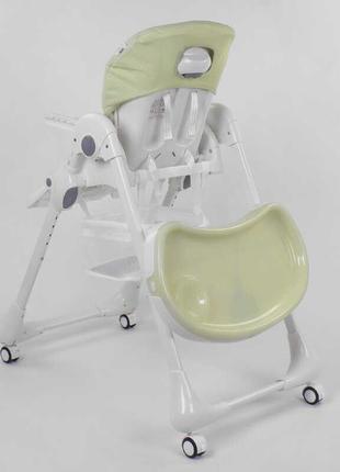 Стульчик для кормления toti (w-56077) мягкий pu, мягкий вкладыш, 4 колеса, съемный столик, в коробке