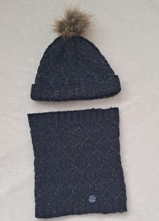Дитяча шапка та хомут, зимова шапка для дівчинки, комплект шапка і хомут reserved1 фото