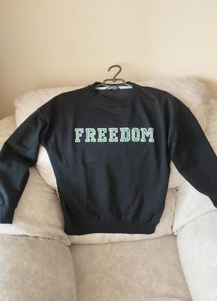 Черный турецкий свитшот freedom вышивка флаг украины размер s