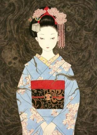 Кулон с цепочкой " gion geisha", гейша, винтажный стиль, япония, череп, готика, колье2 фото