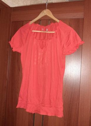 Красивая футболка-блуза с вышивкой, хлопок, от тсм чибо (tchibo), германия, размер 42-467 фото