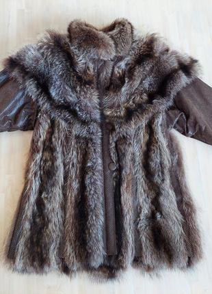Пальто из енота енотовая шуба натуральный мех шуба енот размер м\l