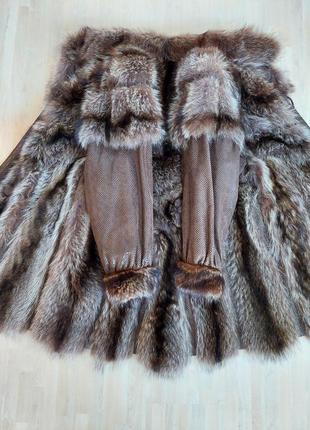 Пальто из енота енотовая шуба натуральный мех шуба енот размер м\l