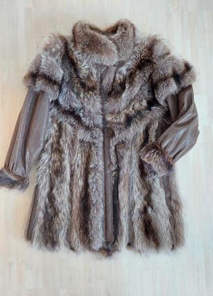 Пальто из енота енотовая шуба натуральный мех шуба енот размер м\l