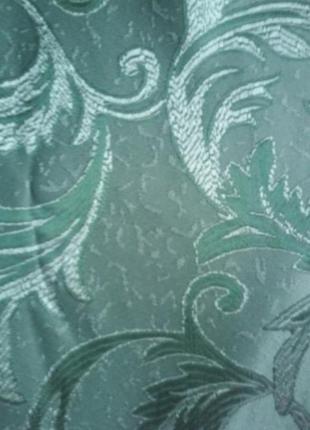 Ткань на шторы шёлковая зелёная с рисунком, новая3 фото