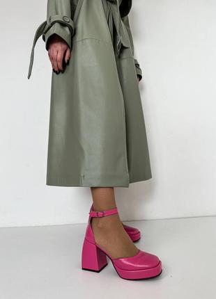 Туфли женские на стойком каблуке цвет фуксия4 фото