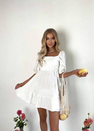 Коротка біла літня сукня/плаття