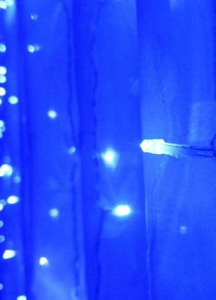 Світлодіодна лінійна гірлянда нитка 400 led 25 м прозорий шнур круглі лампочки синій3 фото