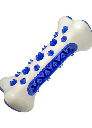 Гумова кісточка для собак tooth brush dog іграшка зубна щітка синій
