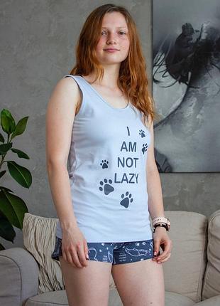 Комплект пижама  шортики и майка, котики, размер 44,50