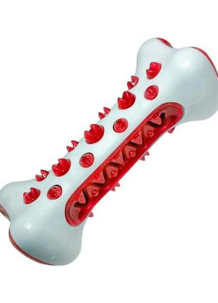 Гумова кісточка для собак tooth brush dog іграшка зубна щітка червона