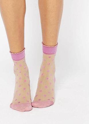 Прозорі шкарпетки в горох pretty polly pink spot
