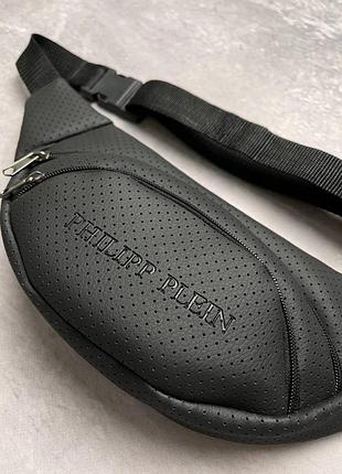Бананка philipp plein черная поясная сумка  под кожу  мужская / женская