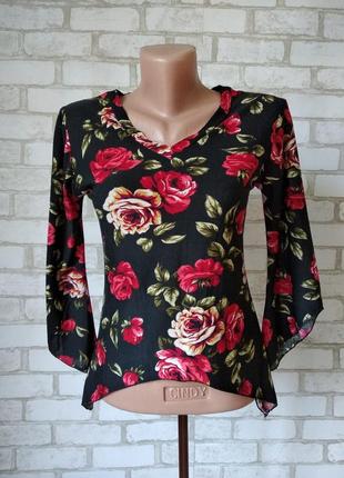 Блузка жіноча чорна з трояндами
