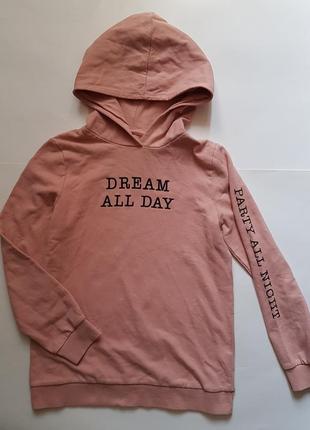 Крутой худи нюдового цвета с надписью dream all day party all night,молодежная кенгурушка1 фото