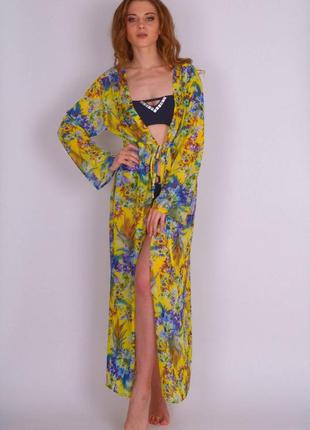 Жовте пляжне плаття в підлогу argento 2106-1440 one size кольоровий argento 2106-1440