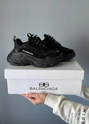 Жіночі брендові кросівки баленсіага. колір чорний. 🖤8 фото