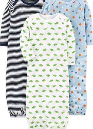 Simple joys by carter's хлопковое пижамное платье для сна спальник мальчиков 0-3м 50-56-62 см новое2 фото
