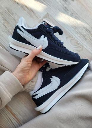 Nike sacai dark blue женские кроссовки