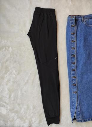 Черные женские спортивные штаны с манжетами низкая талия посадка стрейч тонкие adidas10 фото
