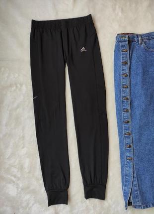 Черные женские спортивные штаны с манжетами низкая талия посадка стрейч тонкие adidas3 фото