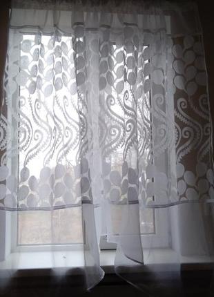 Готова біла коротка пошита штори тюль фіранки, гардини арка в кухню веранду вітальню...