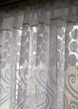 Готова біла коротка пошита штори тюль фіранки, гардини арка в кухню веранду вітальню...