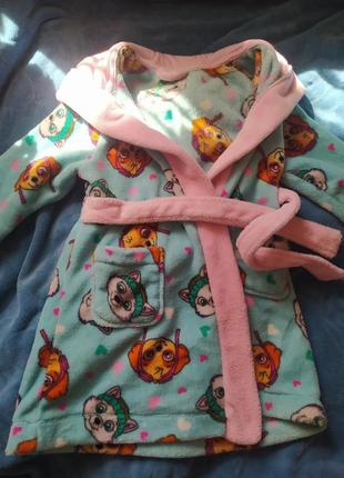 Халат щенячий патруль собаки скай эверест сердечки 2-3-4 милий халатик