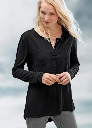Стильная , черная блуза от tchibo, размер евро 36/38 (ru 42/44)2 фото