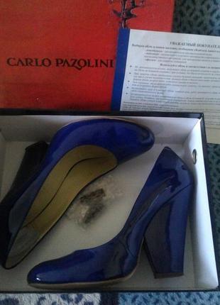 Фирменные туфли-лодочки carlo pazolini (синие, лаковые)4 фото